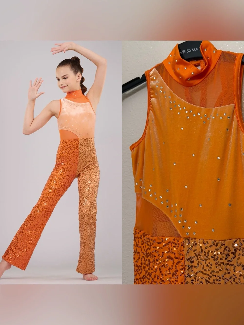 WEISSMAN Elite Dance Costume wide leg unitard Let's Groove 16752 contemporary MC